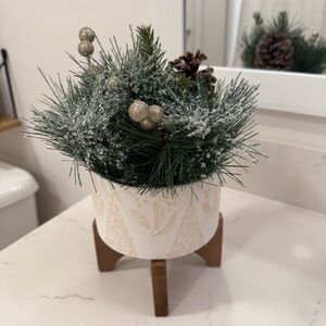 Festive Green and Gold Holiday Arrangement